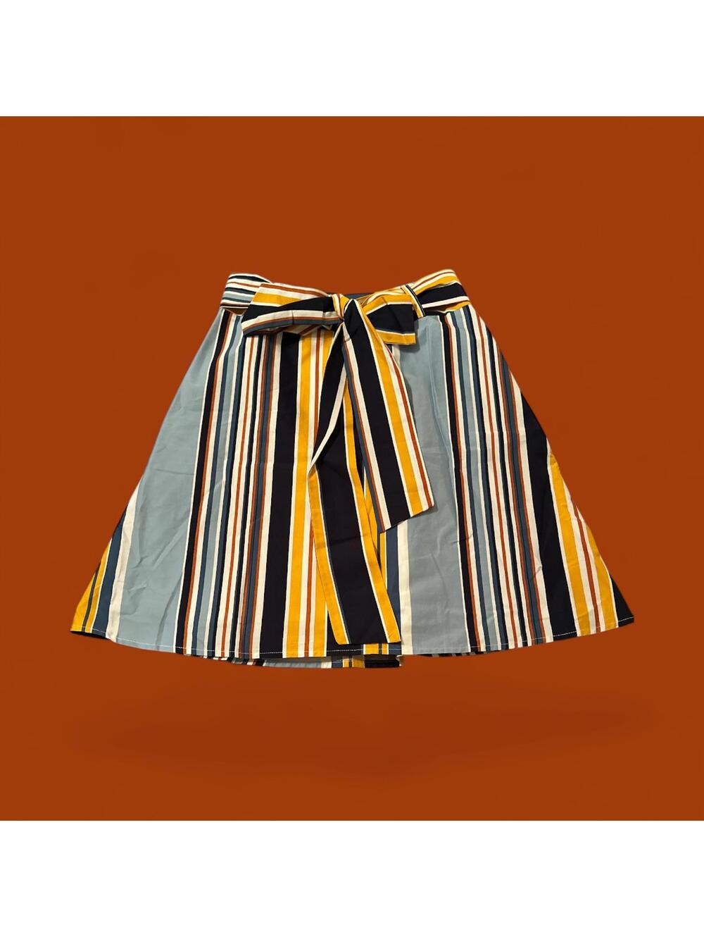 Cremieux Women's Striped A-Line Skirt with Waist Tie